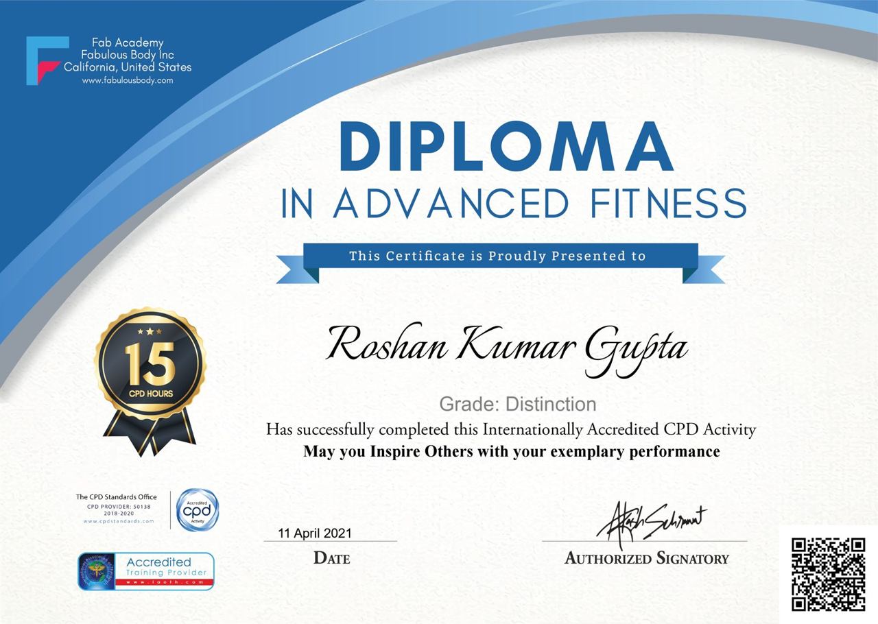 Roshan Gupta certificate