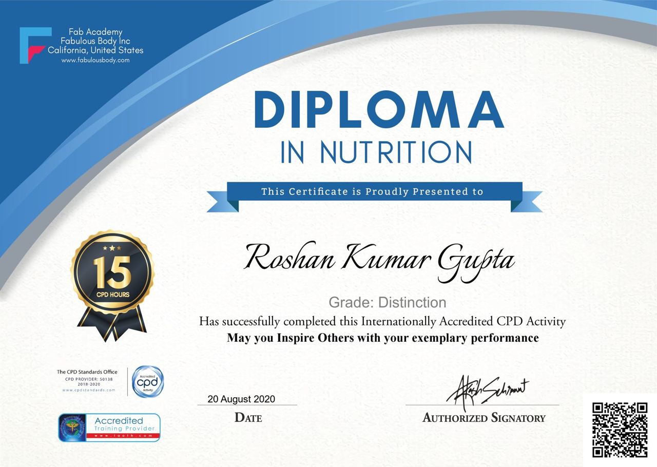 Roshan Gupta certificate