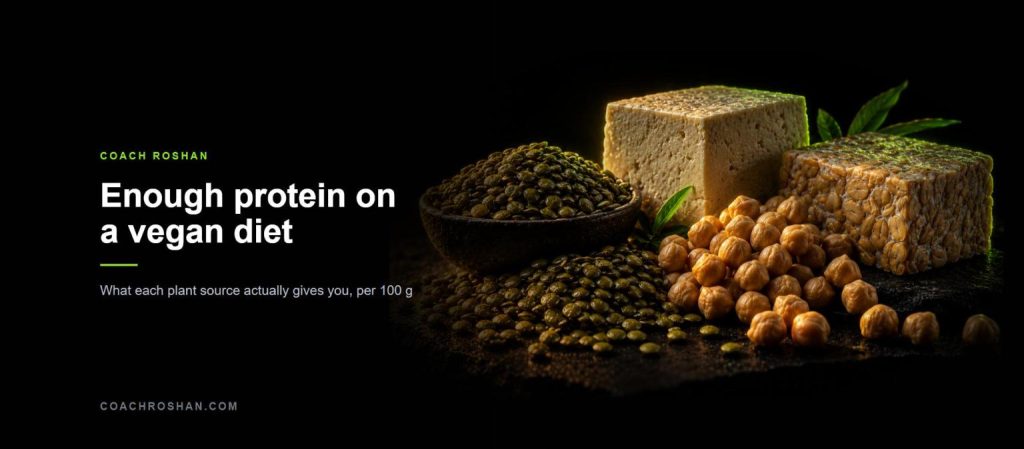 Enough protein on a vegan diet - lentils, chickpeas, tofu and tempeh