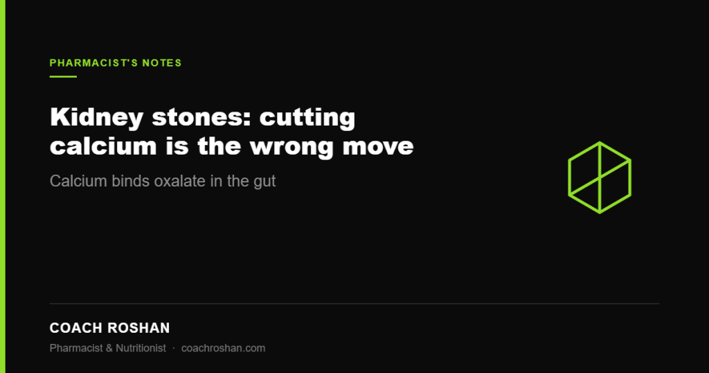 Kidney stones and the calcium paradox, explained by pharmacist Coach Roshan