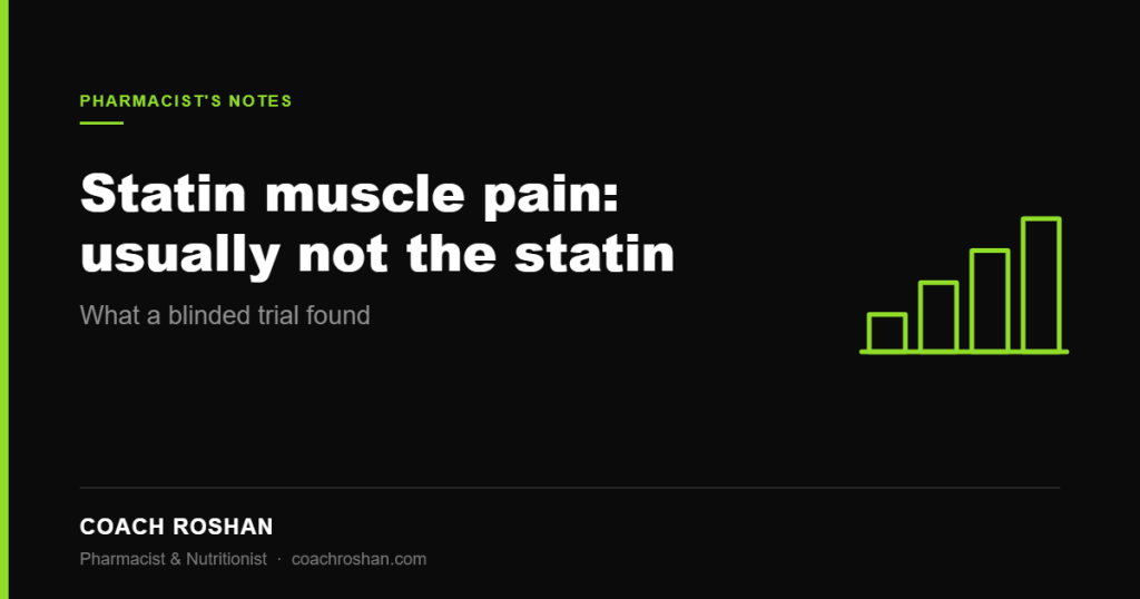 Statin muscle pain and the nocebo effect, explained by pharmacist Coach Roshan