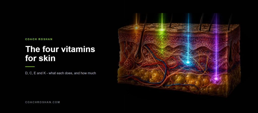 The four vitamins for skin - vitamin D, C, E and K through the skin layers
